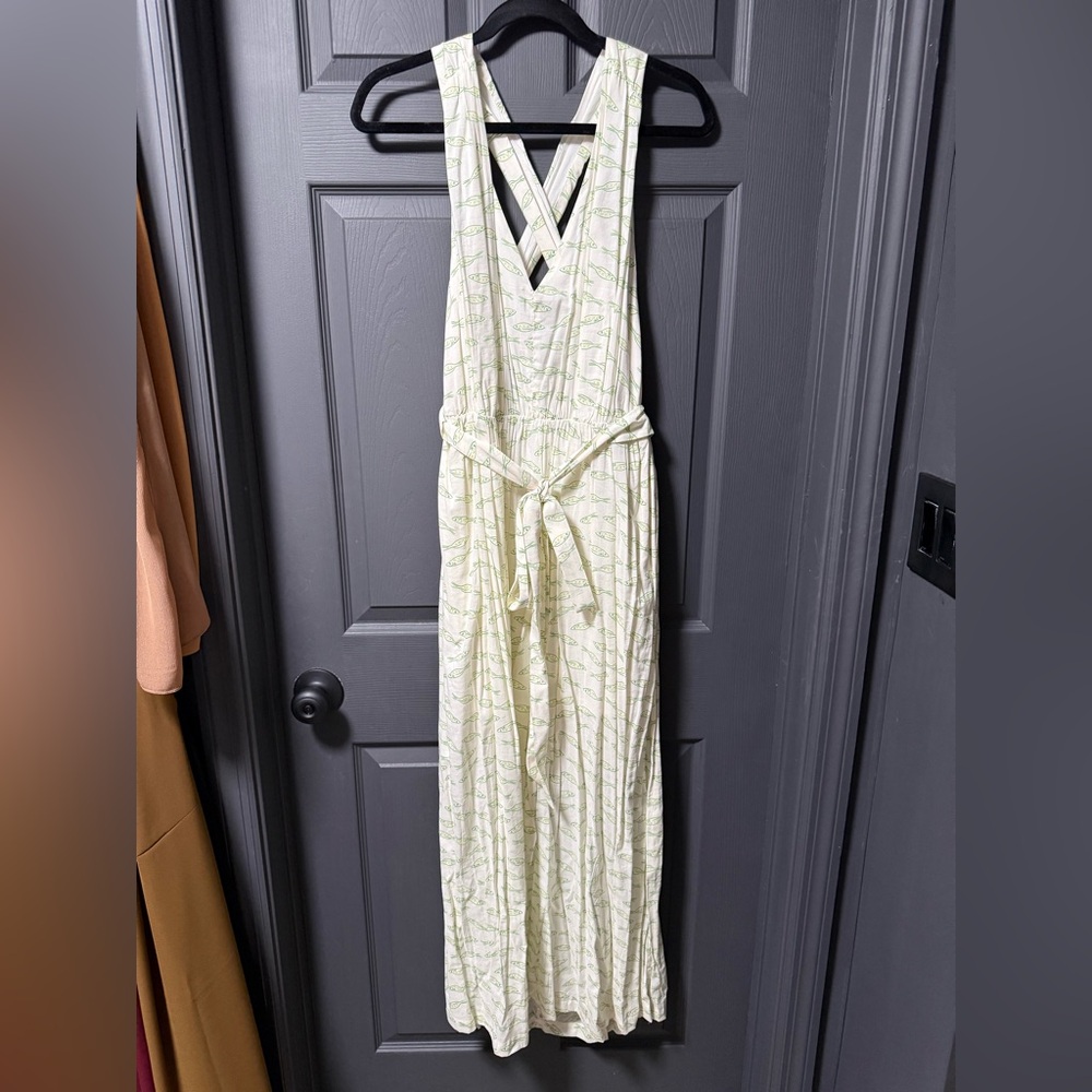 Light Green Patterned Crossback Dress